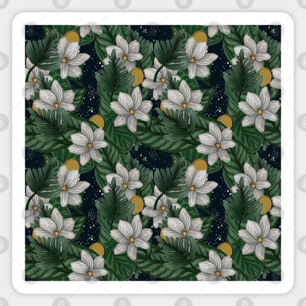 Retro Tropical Lilies Sticker by cassi-b-designs